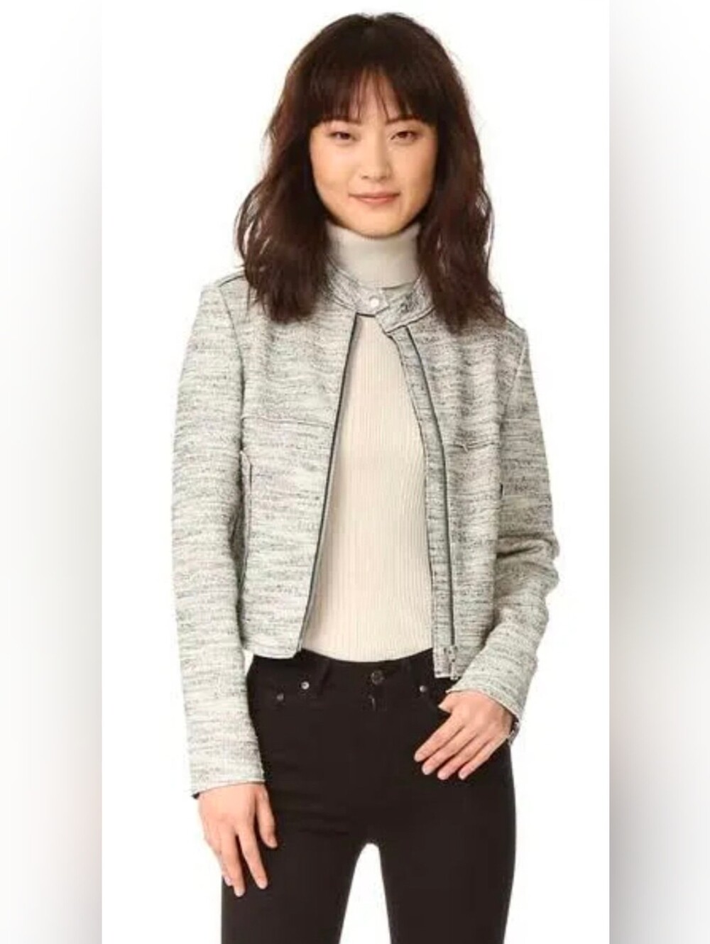 Theory Bavewick K Branson Tweed Boucle Moto Jacket Blazer Size S Capsule